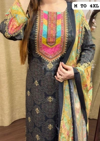 SF3  5580 *NEW BEUTIFUL HEAVY FULLY STITCHIED SUIT SET beautiful Heavy Suit Set which is beautifully decorated HEAVY Maslin  SILK - Black, M-38