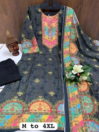 SF3  5580 *NEW BEUTIFUL HEAVY FULLY STITCHIED SUIT SET beautiful Heavy Suit Set which is beautifully decorated HEAVY Maslin  SILK - Black, M-38