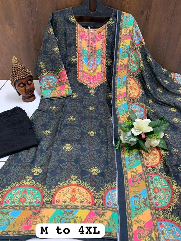 SF3  5580 *NEW BEUTIFUL HEAVY FULLY STITCHIED SUIT SET beautiful Heavy Suit Set which is beautifully decorated HEAVY Maslin  SILK - Black, M-38