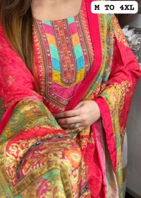 SF3  5580 *NEW BEUTIFUL HEAVY FULLY STITCHIED SUIT SET beautiful Heavy Suit Set which is beautifully decorated HEAVY Maslin  SILK - Red, L-40