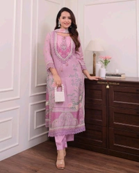 SF3  5582 NEW COLLECTION PATTERN *Ivory Pakistani Suits made from Pure Muslin fabric with digital prints  - M-38