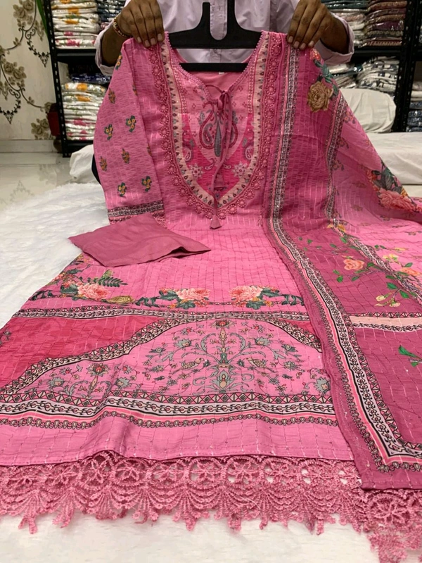 SF3  5582 NEW COLLECTION PATTERN *Ivory Pakistani Suits made from Pure Muslin fabric with digital prints  - 2XL-44