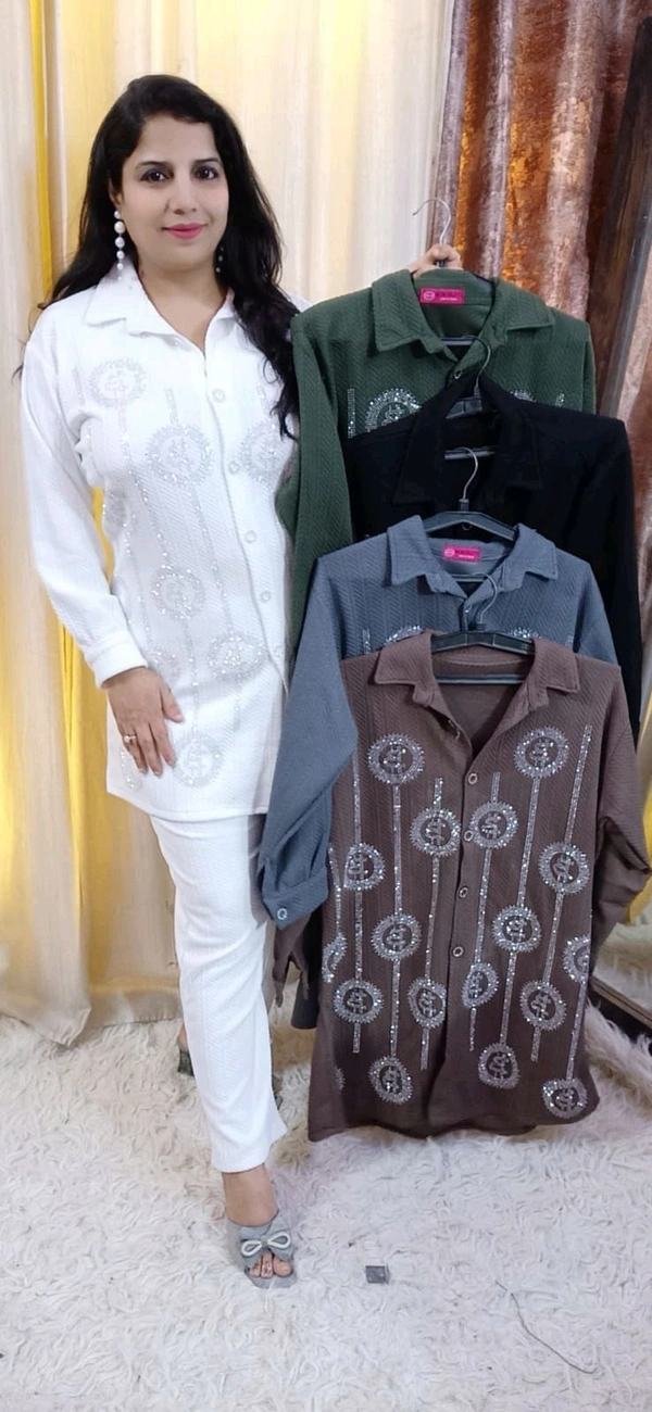 KD18  5584 Big size cord set Both side pocket Fabric imported stretchable High quality - White, 3XL-46