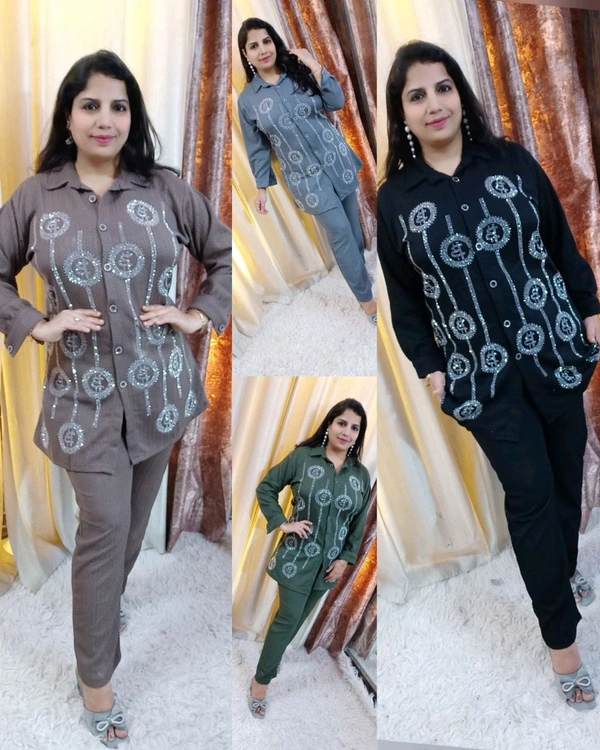 KD18  5584 Big size cord set Both side pocket Fabric imported stretchable High quality - Gray, 2XL-44