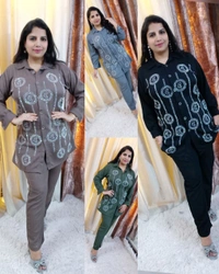 KD18  5584 Big size cord set Both side pocket Fabric imported stretchable High quality - Brown  Russett, 3XL-46