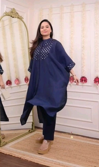 SF3  5586 BEAUTIFUL RAYON KAFTAN WITH PANT.FRONT EMBROIDERY WORK AND SEQUENCE WORK ON FULL KAFTANWITH BEAUTIFUL SEQUENCE WORK.WORK - M-38