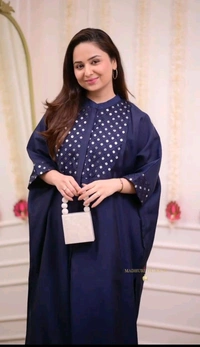 SF3  5586 BEAUTIFUL RAYON KAFTAN WITH PANT.FRONT EMBROIDERY WORK AND SEQUENCE WORK ON FULL KAFTANWITH BEAUTIFUL SEQUENCE WORK.WORK - XL-42
