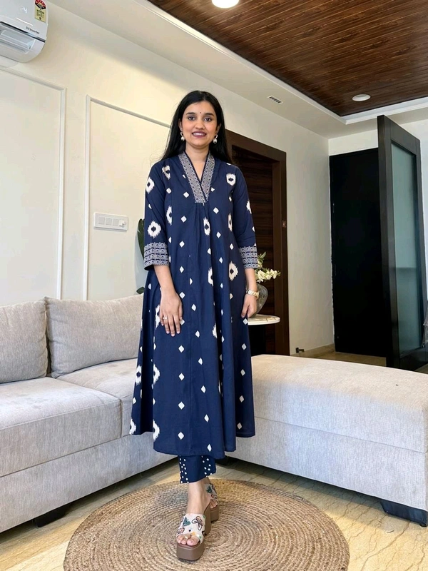 SF3  5587 New Quality *Premium Heavy Cotton Full Printer Dress With Printed Plazzo Border Handwork With Malmal Printed Dupatta - Blue, M-38