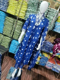 SF3  5587 New Quality *Premium Heavy Cotton Full Printer Dress With Printed Plazzo Border Handwork With Malmal Printed Dupatta - Blue, XL-42
