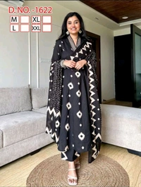 SF3  5587 New Quality *Premium Heavy Cotton Full Printer Dress With Printed Plazzo Border Handwork With Malmal Printed Dupatta - Black, M-38