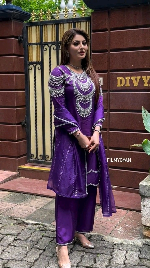 DSS 5755 New Quality  Chinon silk Kurti Pant  foux gorgtte *Work - L-40