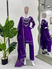 DSS 5755 New Quality  Chinon silk Kurti Pant  foux gorgtte *Work - L-40