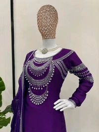 DSS 5755 New Quality  Chinon silk Kurti Pant  foux gorgtte *Work - L-40