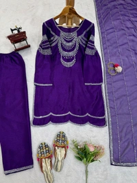 DSS 5755 New Quality  Chinon silk Kurti Pant  foux gorgtte *Work - L-40