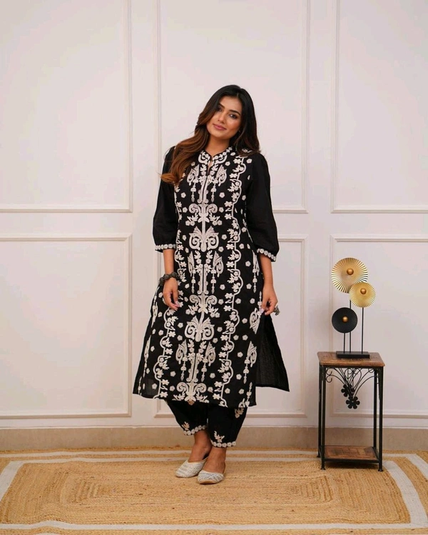 EVN 5581 Beautiful Pure Cotton Kurti Afghani Pant set  Dori embroidery work - 2XL-44