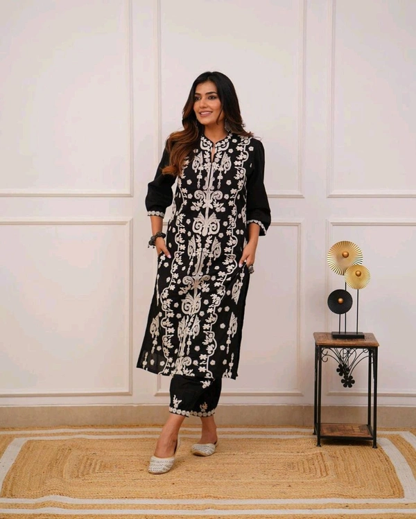 EVN 5581 Beautiful Pure Cotton Kurti Afghani Pant set  Dori embroidery work - 2XL-44