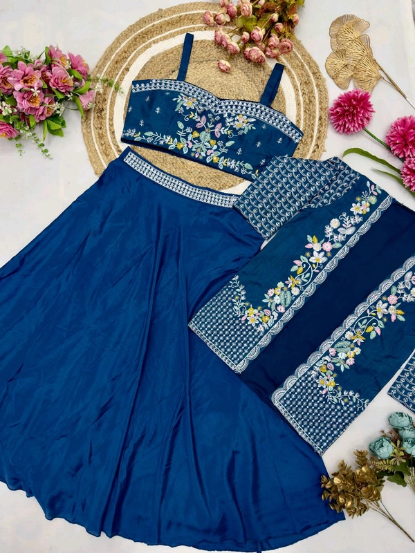 DSS 9251 New Party Wear Lahenga Blouse With Jacket Multi Thread Embroidery  - 2XL-44