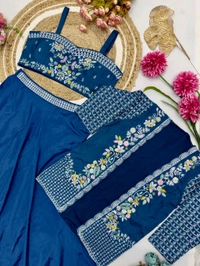 DSS 9251 New Party Wear Lahenga Blouse With Jacket Multi Thread Embroidery  - 2XL-44