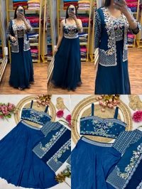 DSS 9251 New Party Wear Lahenga Blouse With Jacket Multi Thread Embroidery  - 2XL-44