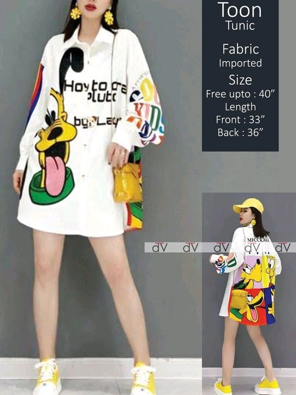 KDJ 5585 *Toon  Shirts**High quality Important  importedBust  - White, L-40