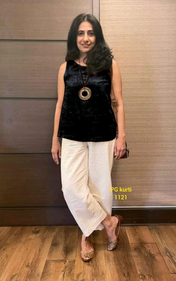 SF2  5589 New coord - set  Handloom cotton top  plazo with  1 Side Pocket  - Black, M-38