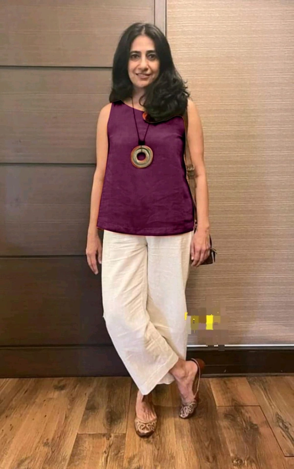 SF2  5589 New coord - set  Handloom cotton top  plazo with  1 Side Pocket  - Purple, M-38