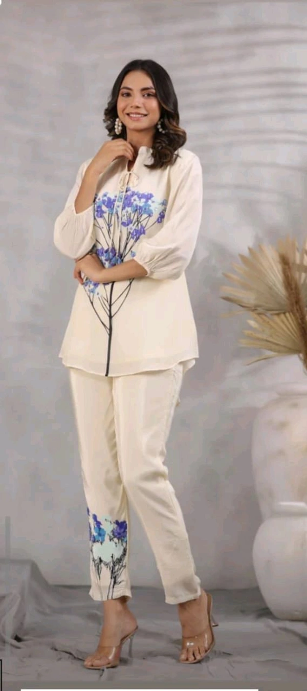 KD18  5590 Slub Cottan  print cordset - Blue, L-40