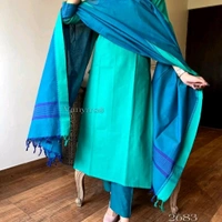 NEV 5593 *South cotton handloom kurti with temple border on yoke and sleeves Paried with handloom cotton pants and dupatta**🌹🌹Pure fine South cotton fabric handloom cotton dupatta - XL-42