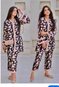 SF2  5596 *New Launch Cotton  Black Floral Printed Cord Set  floral print that  Heavy Lace work - 2XL-44