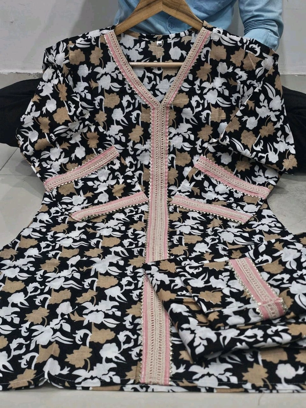 SF2  5596 *New Launch Cotton  Black Floral Printed Cord Set  floral print that  Heavy Lace work - 2XL-44