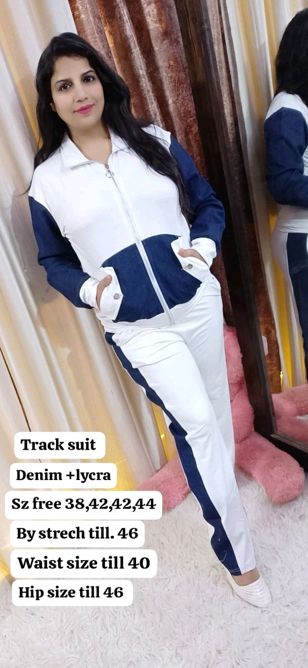 KD18  5597 *Airport look CORD SET* -  Denim With Feeflers - White, XL-42