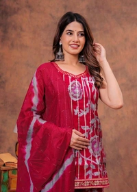 EVN 5599  New style kurti with sharara and dupatta sets _heavy muslin beautiful hand work lass - Red, M-38