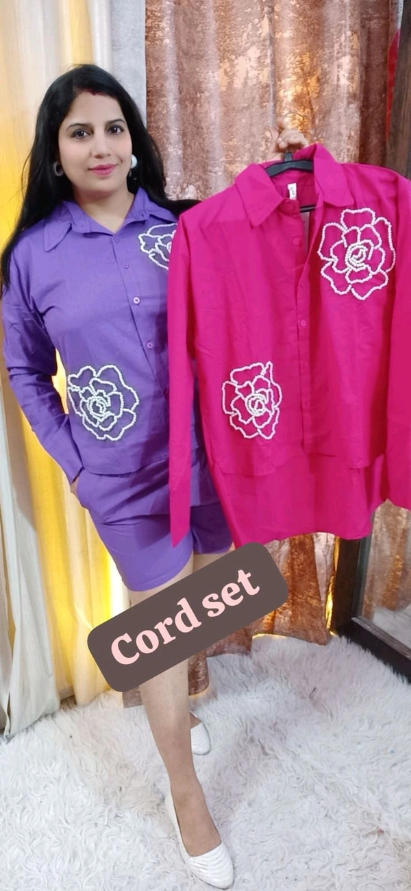 KD18  5601 High Quality Cotton  Cord set Both side pocket  - Pink, M-38
