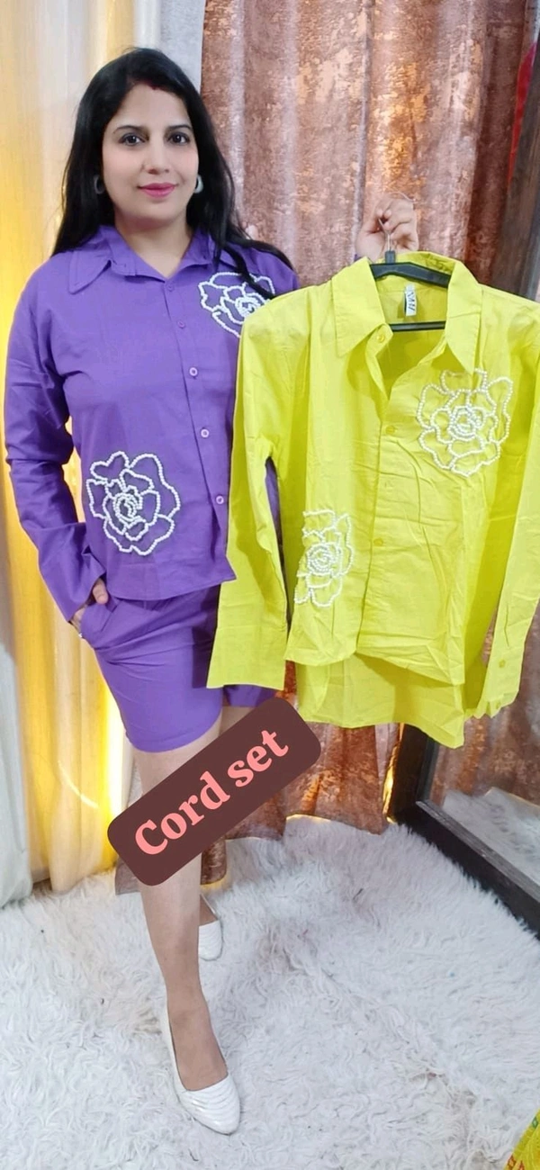 KD18  5601 High Quality Cotton  Cord set Both side pocket  - Yellow, S-