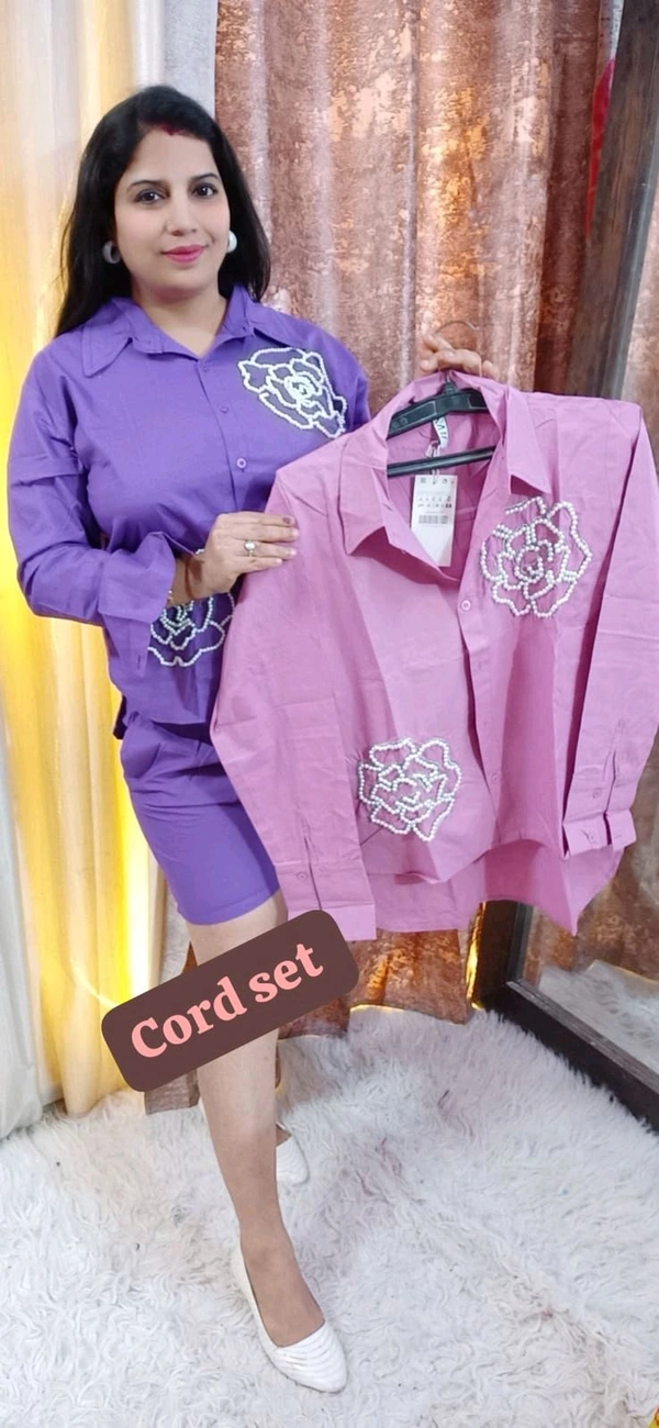 KD18  5601 High Quality Cotton  Cord set Both side pocket  - Lite Pink, M-38