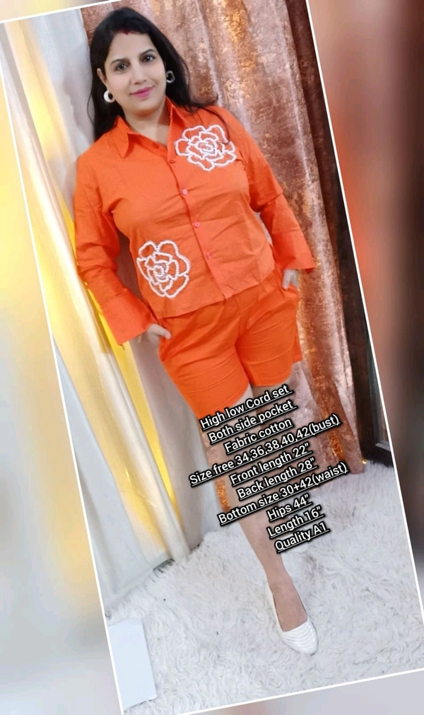 KD18  5601 High Quality Cotton  Cord set Both side pocket  - Orange, S-36