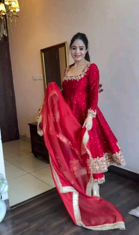 DSS 5602 New Pur Vichitra Silk Anarkali Gown,Dupatta & Pent  Heavy Pur Vichitra Silk With Embroidery 5 mm Sequence Work With Fancy Latkan Border - 2XL-44