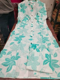 SF2  5607 *New Cotton  Cord set cotton kurti Palazza set*Launching designer Co-erd set in Aline pattern paried with Ankle length pant  - Vista Blue, 3XL-46