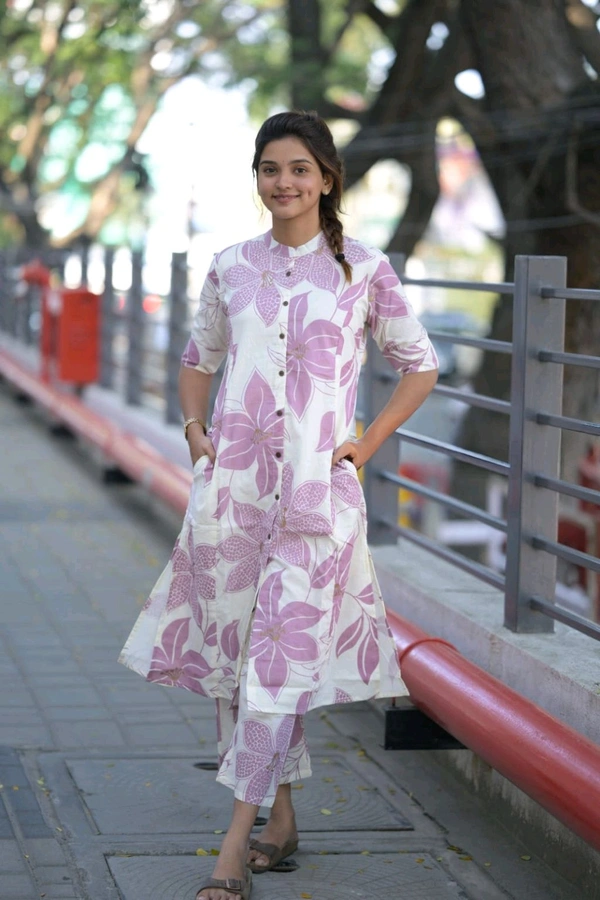 SF2  5607 *New Cotton  Cord set cotton kurti Palazza set*Launching designer Co-erd set in Aline pattern paried with Ankle length pant  - Blush Pink, M-38