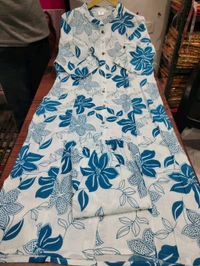 SF2  5607 *New Cotton  Cord set cotton kurti Palazza set*Launching designer Co-erd set in Aline pattern paried with Ankle length pant  - Blue, 3XL-46