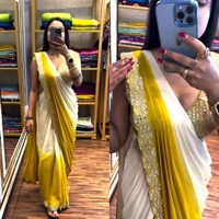 DSS 5608 New Chinnon Silk Ready To Wear Saree With Mirror Blouse Mono Banglory Silk Work Mult - XL-42