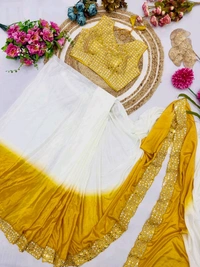 DSS 5608 New Chinnon Silk Ready To Wear Saree With Mirror Blouse Mono Banglory Silk Work Mult - XL-42