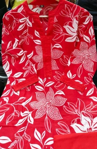 SF2  5609 💜 *Pure Cotton Kurta Pant plazo in Beautiful Floral Prints - Red, XL-42