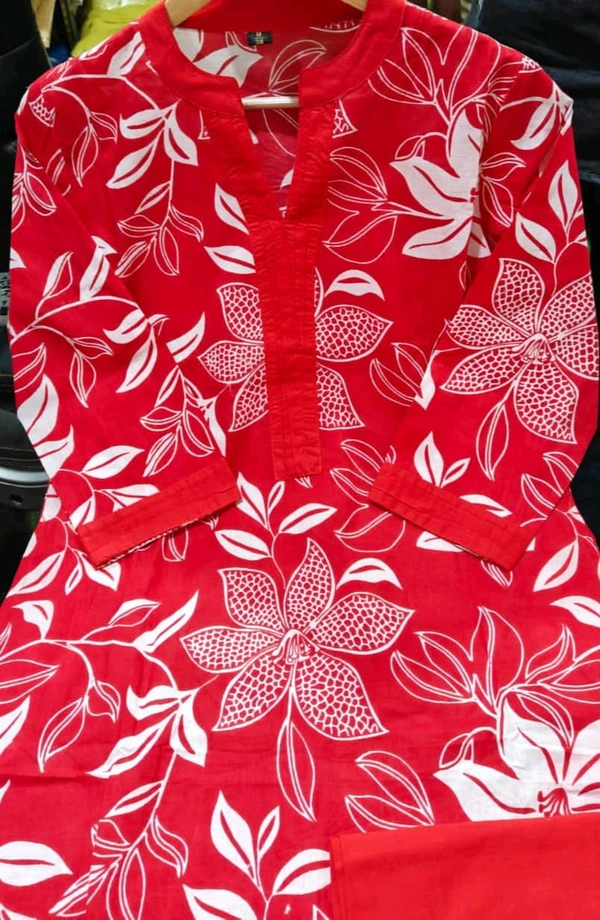 SF2  5609 💜 *Pure Cotton Kurta Pant plazo in Beautiful Floral Prints - Red, XL-42