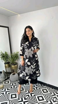 SF2  5609 💜 *Pure Cotton Kurta Pant plazo in Beautiful Floral Prints - Black, 3XL-46