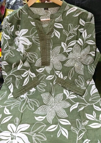 SF2  5609 💜 *Pure Cotton Kurta Pant plazo in Beautiful Floral Prints - Green, M-38