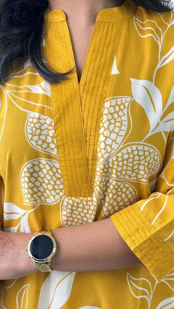 SF2  5609 💜 *Pure Cotton Kurta Pant plazo in Beautiful Floral Prints - Yellow, M-38