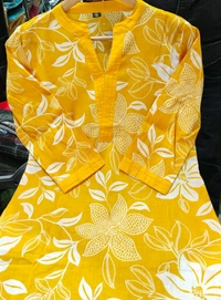 SF2  5609 💜 *Pure Cotton Kurta Pant plazo in Beautiful Floral Prints - Yellow, 2XL-44