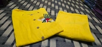 SF2  5611 *New launch💃coord - sets cotton slub plazo with  pocket  - Yellow, XL-42