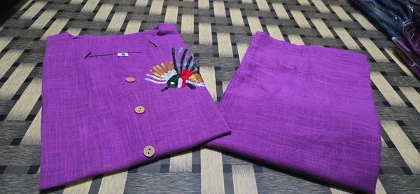 SF2  5611 *New launch💃coord - sets cotton slub plazo with  pocket  - Purple, M-38